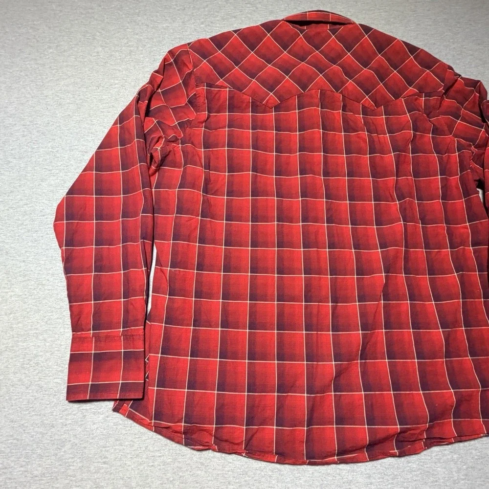 Wrangler Retro Shirt 2XLT Blue Red Western Pearl Snap Sawtooth Pocket - Mens 2XT